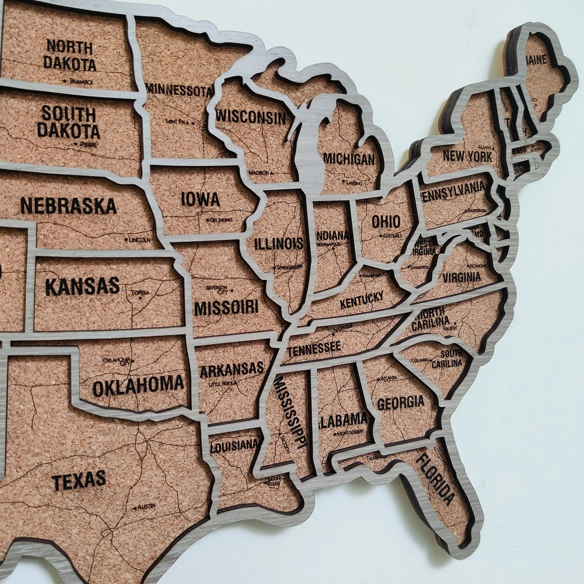 Wood USA Map Push Pin Travel Map - Personalized Christmas Gifts