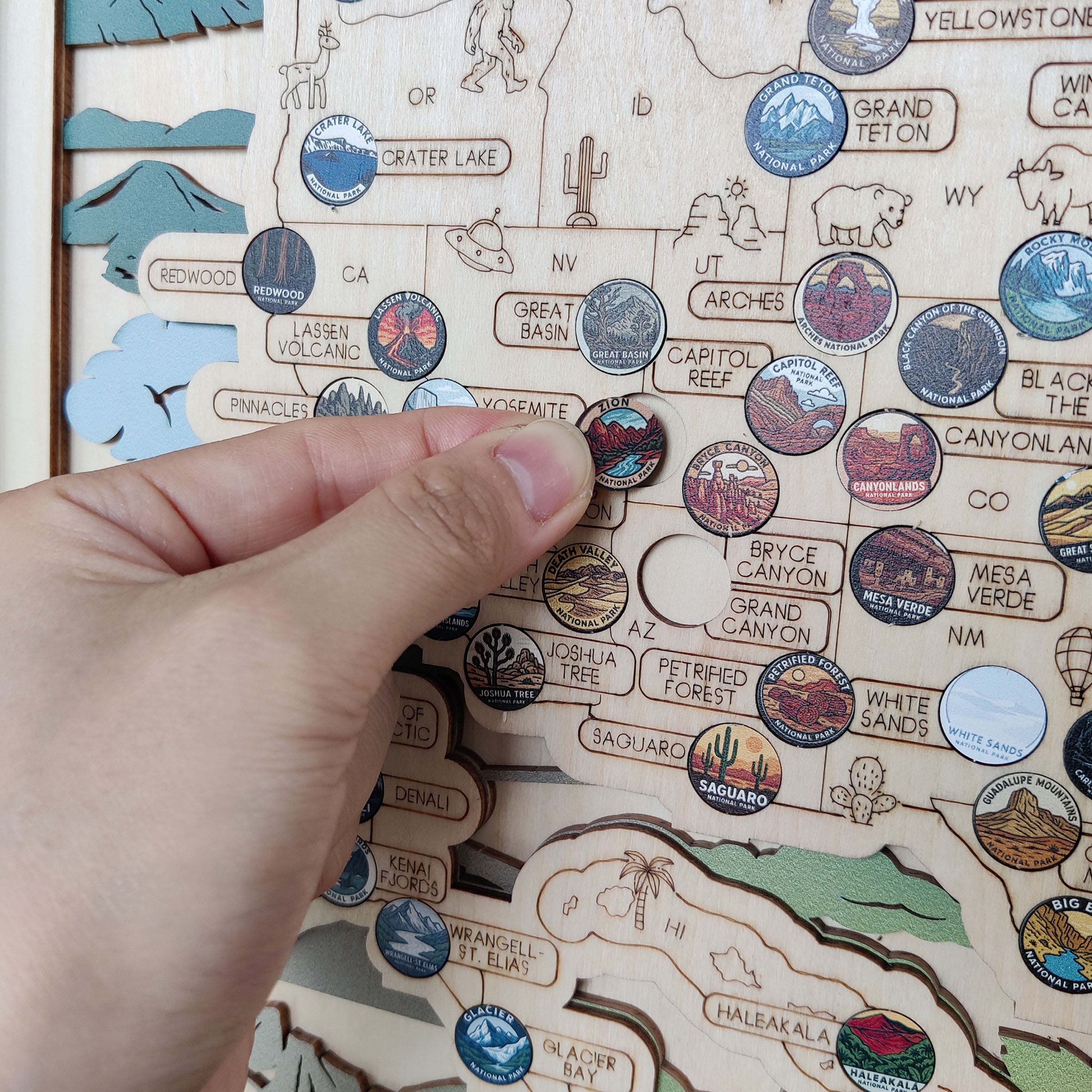 National Park Travel Map - 63 Parks Push Pin Map(Mountain)