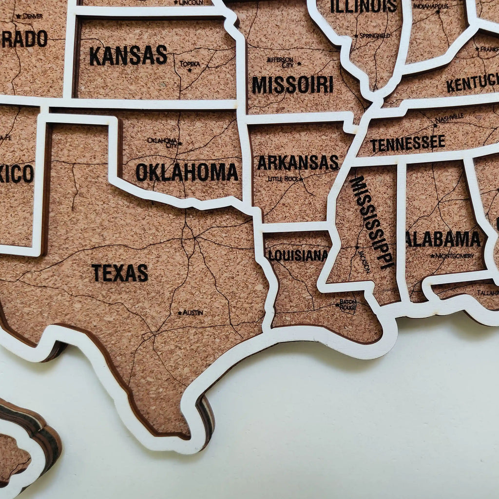 Wood USA Map Push Pin Travel Map - Personalized Christmas Gifts