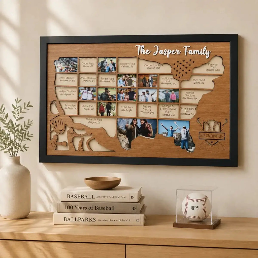 Personalized MLB Stadium Map Photo Frame(3D Raised Lettering) - Mappae Pilot