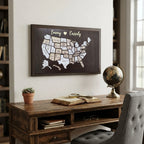 50 States Travel Tracker Wooden Map - Places I've Been & Adventure Bucket List