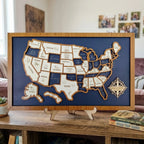 Personalized Wooden USA Travel Map Puzzle – 50 States Visited Tracker & Wall Art