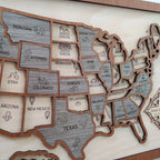 Custom Wooden US Map for States Visited – 50 States Travel Tracker Board & Puzzle