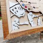 Personalized Wooden MLB Stadium Map with Engraved Nameplate & Colorful Team Pins