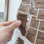 3D Wooden USA Puzzle Map Wall Art - 50 States Push Pin Travel Tracker Board