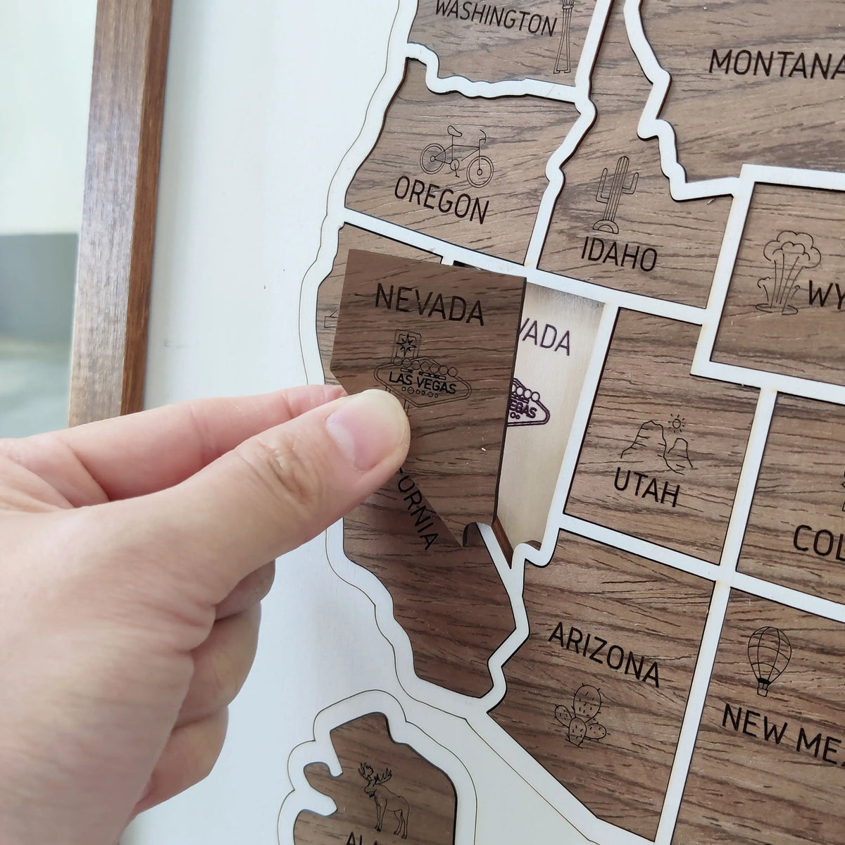 3D Wooden USA Puzzle Map Wall Art - 50 States Push Pin Travel Tracker Board