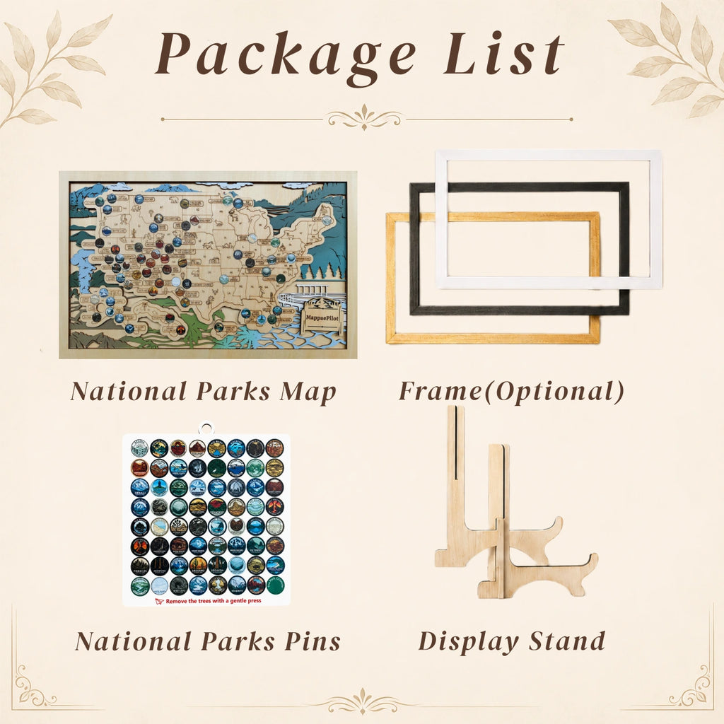 National Park Travel Map - 63 Parks Push Pin Map(Mountain)
