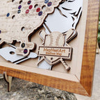 Personalized Wooden MLB Stadium Map with Engraved Nameplate & Colorful Team Pins - Mappae Pilot