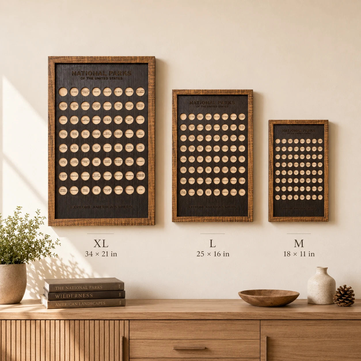 Wooden US National Parks Tracker Board