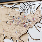 Personalized Wooden MLB Stadium Map with Colorful MLB Team Logo Pins