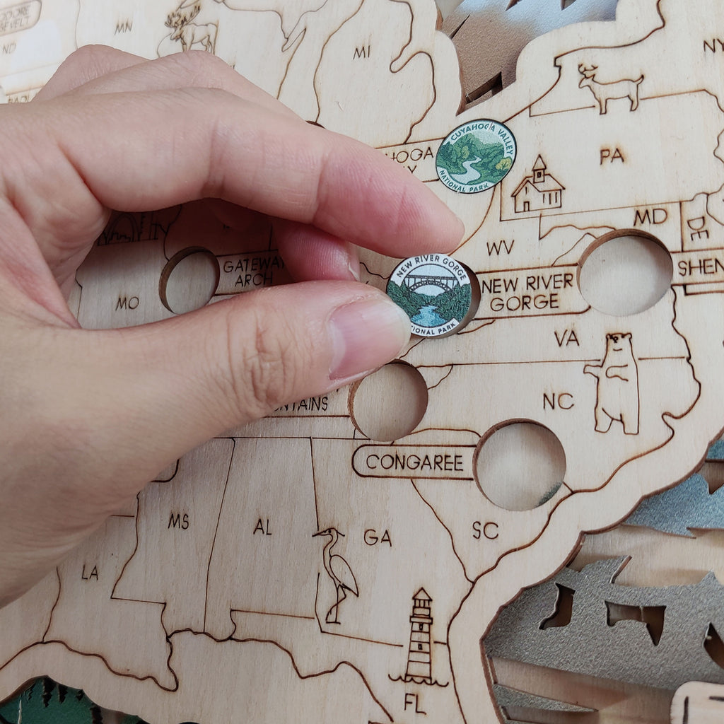 National Park Travel Map - 63 Parks Push Pin Map(Eagle)
