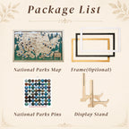 National Park Travel Map - 63 Parks Push Pin Map(Forest）