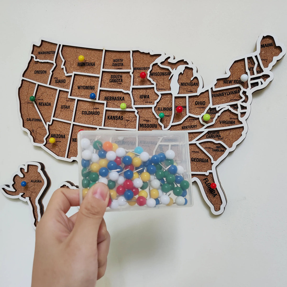 Wood USA Map Push Pin Travel Map - Personalized Christmas Gifts