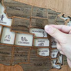 3D Wooden USA Travel Map - Personalized Road Trip Gift & RV Camper Wall Decor