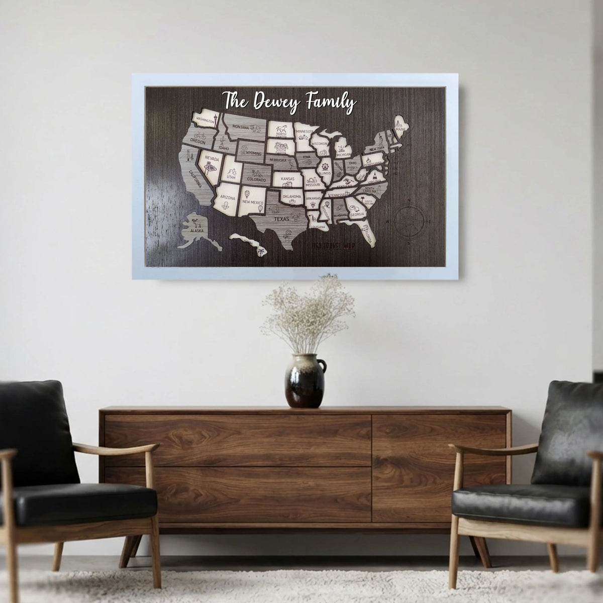 50 States Travel Tracker Wooden Map - Places I've Been & Adventure Bucket List