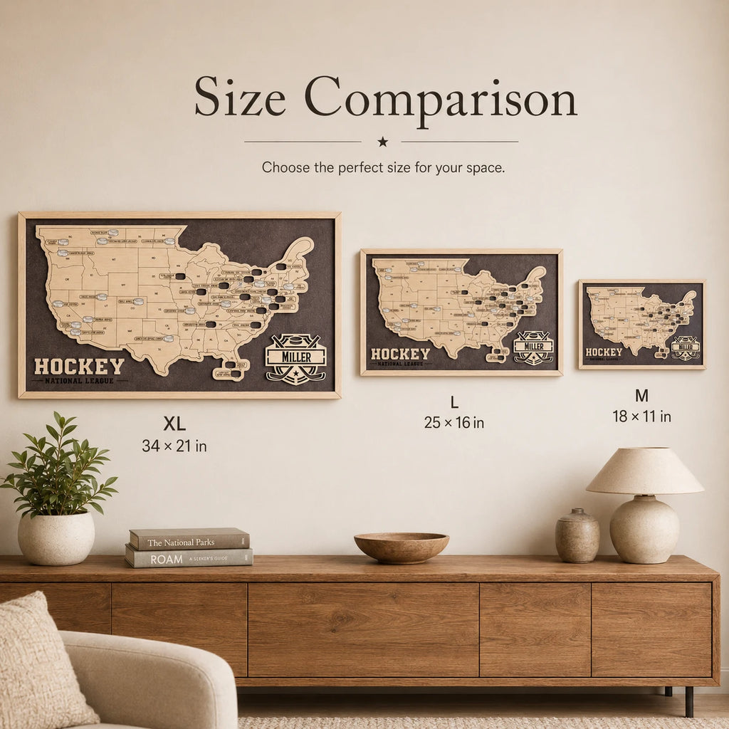 Personalized Hockey Arena Tracker Map – Vintage Brown Background