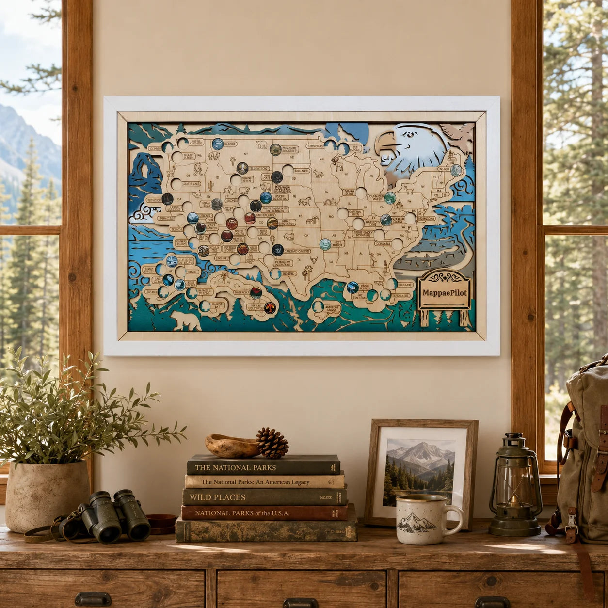 National Park Travel Map - 63 Parks Push Pin Map(Eagle)