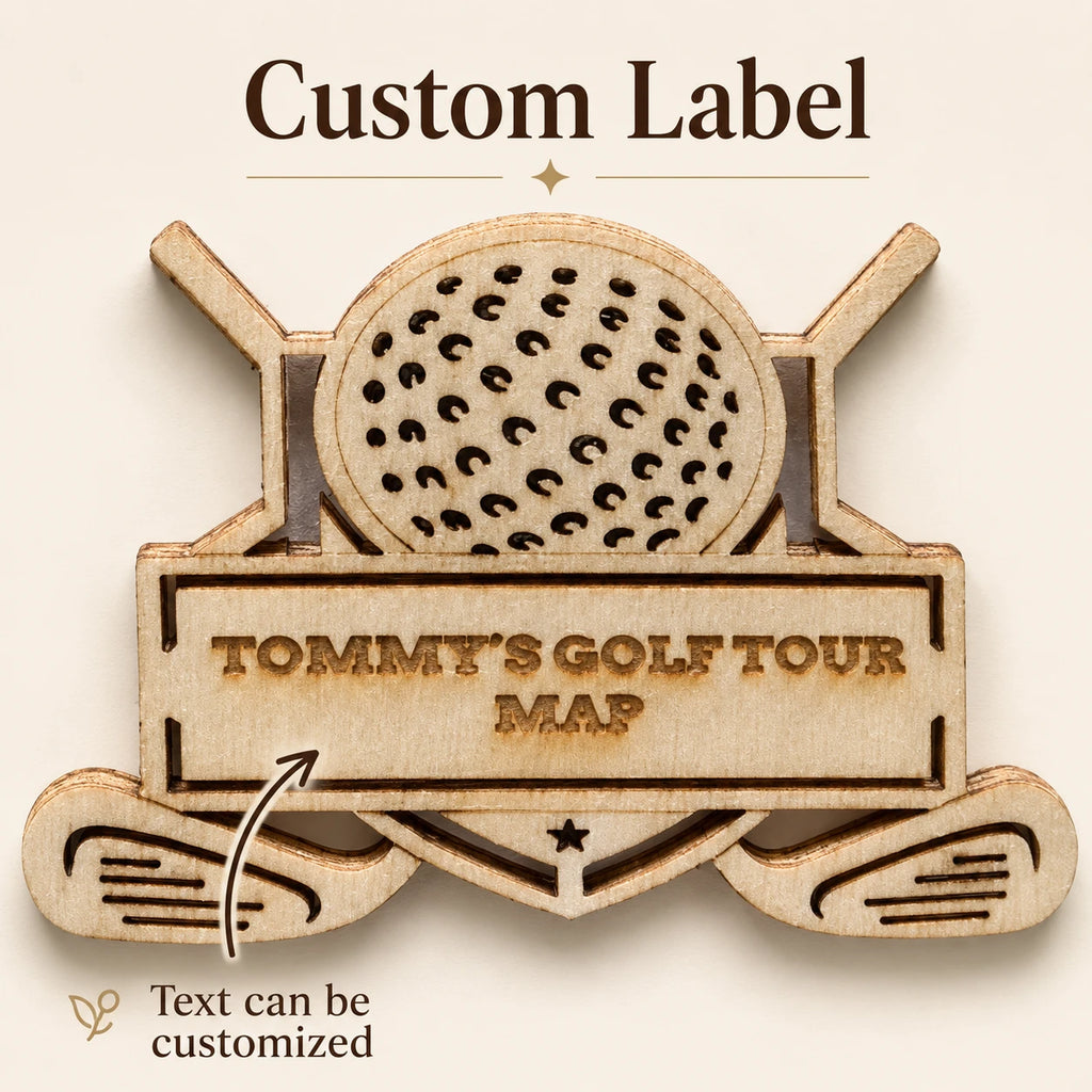 Personalized 2D Golf Course Tracker Map with Nameplate