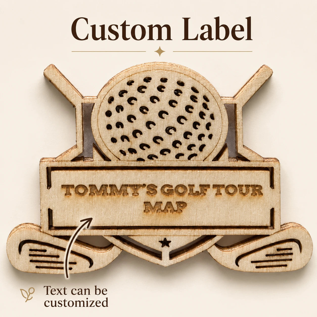 Personalized 2D Golf Course Tracker Map with Nameplate