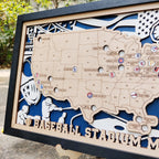 Custom Team Color Wooden MLB Stadium Map with Team Logo Pins