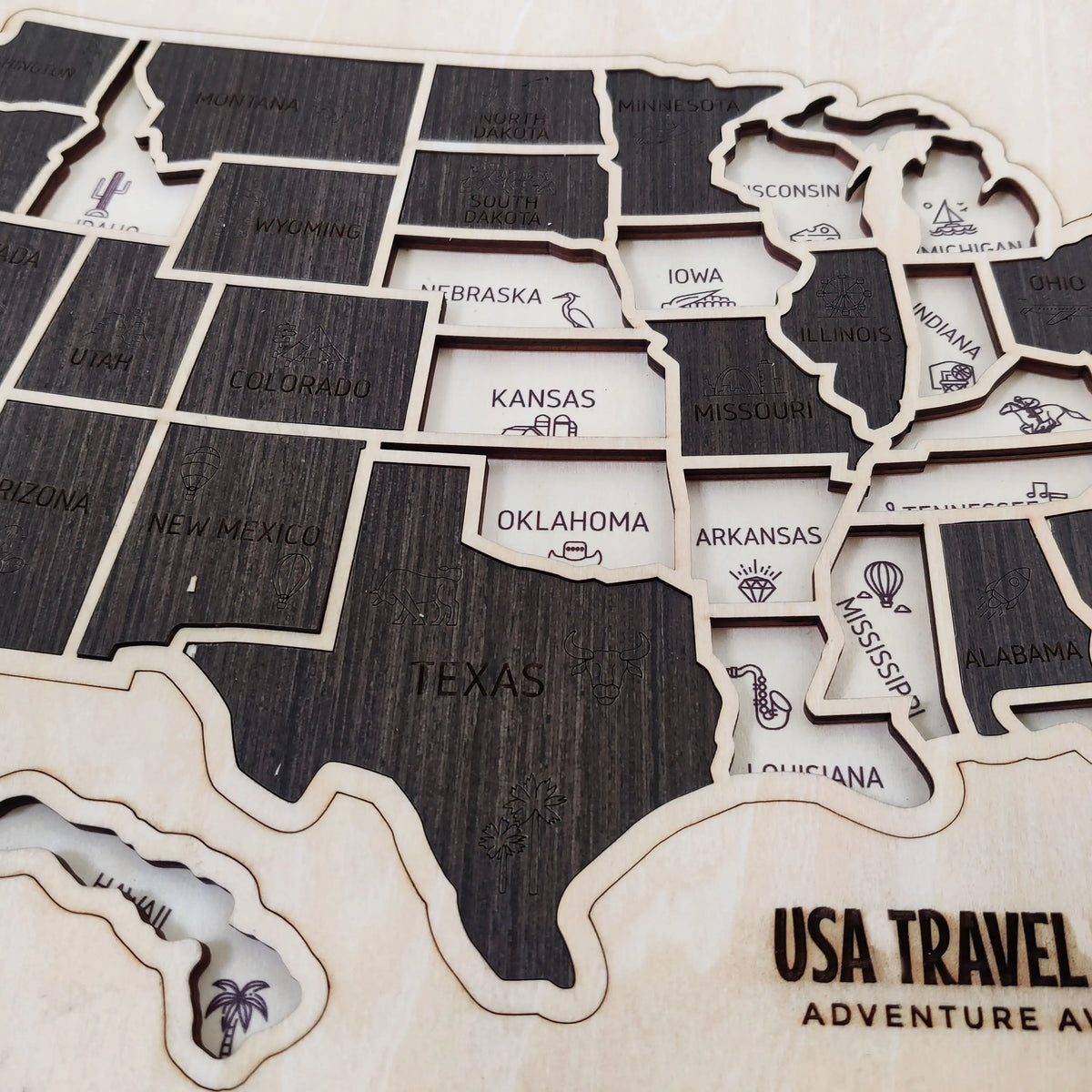 US States Wooden Map Puzzle - USA Travel Map Graduation Gift