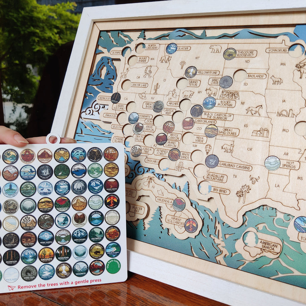National Park Travel Map - 63 Parks Push Pin Map(Eagle)