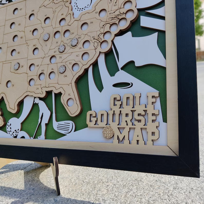 Personalized Golf Course Tracker Map – Green Background