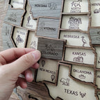 Wooden USA State Puzzle Travel Tracker Map - Add States as You Travel Board