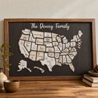 50 States Travel Tracker Wooden Map - Places I've Been & Adventure Bucket List