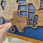 Personalized Wooden USA Travel Map Puzzle – 50 States Visited Tracker & Wall Art