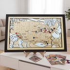 Personalized Wooden MLB Stadium Map with Engraved Nameplate & Colorful Team Pins
