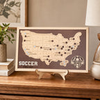 Personalized Soccer Stadium Tracker Map – Vintage Brown Background
