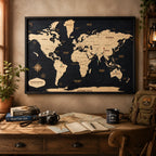 Premium Framed Wooden World Map Wall Art