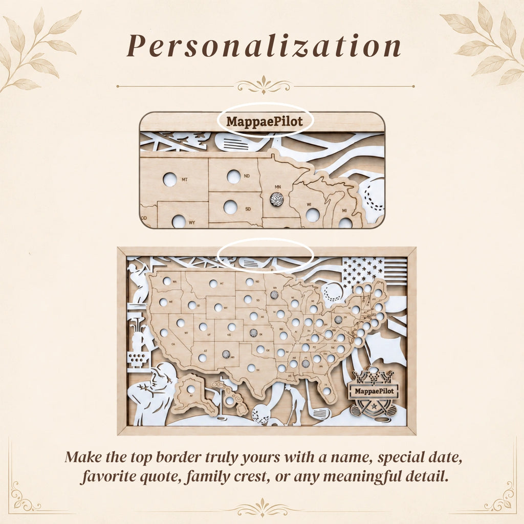 Personalized Golf Course Tracker Map – Green Background