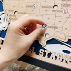 Custom Team Color Wooden MLB Stadium Map with Team Logo Pins - Mappae Pilot