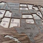 Wooden USA State Puzzle Travel Tracker Map - Add States as You Travel Board