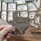 Wooden USA State Puzzle Travel Tracker Map - Add States as You Travel Board