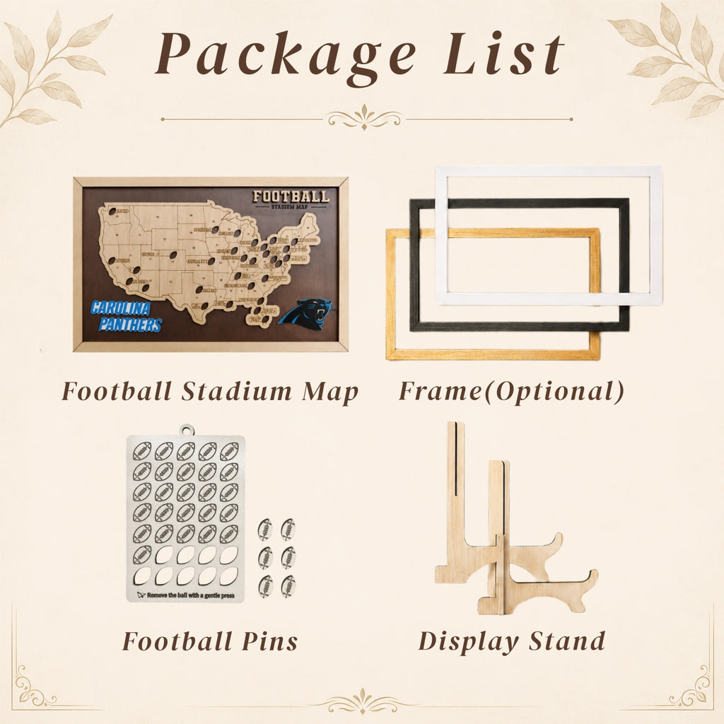 Personalized Football Stadium Tracker Map – Vintage Brown Background