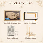 Personalized Football Stadium Tracker Map – Vintage Brown Background