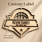 Personalized Basketball Arena Tracker Map – Vintage Brown Background