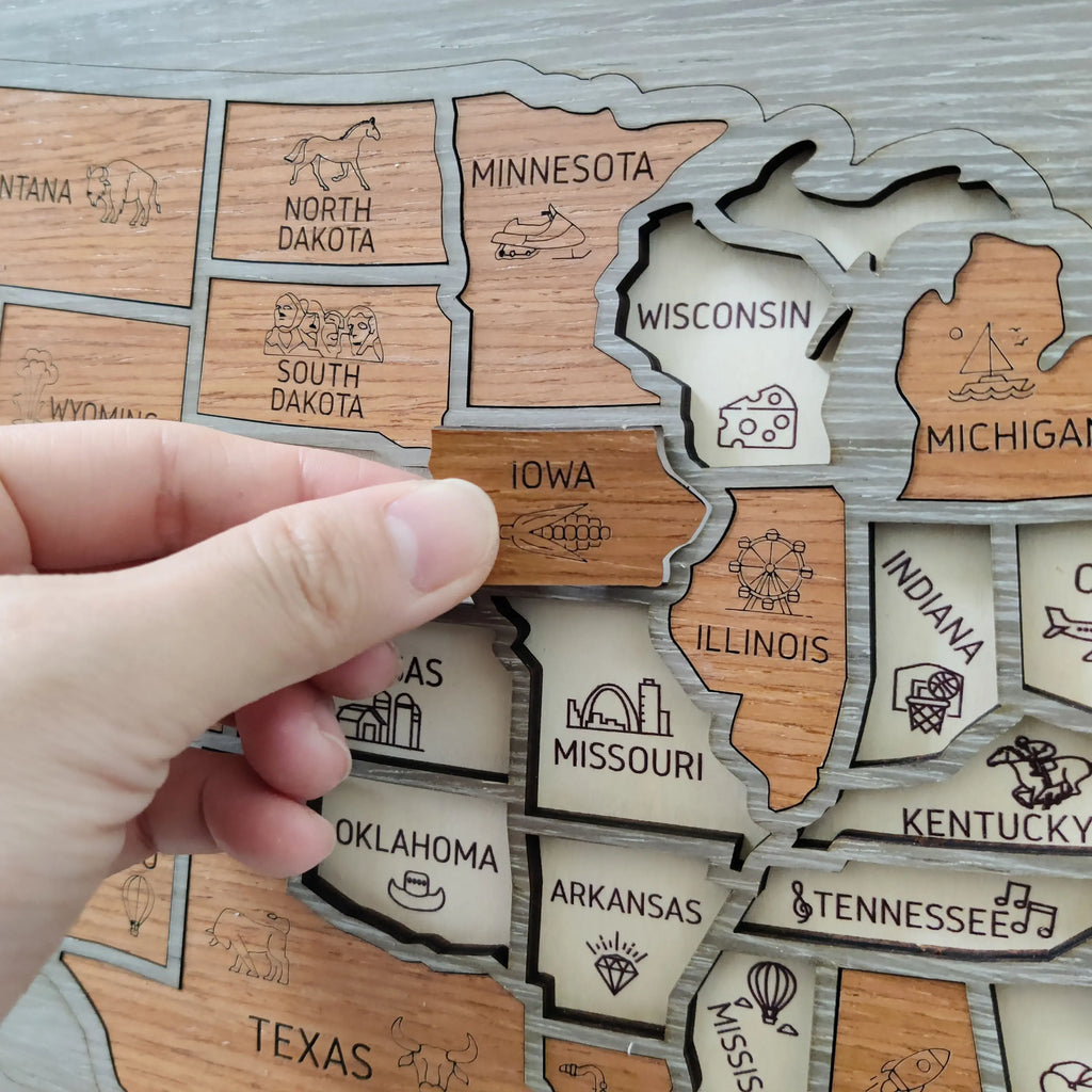 Personalized USA Travel Map Puzzle - Couples Anniversary Keepsake & Wedding Gift