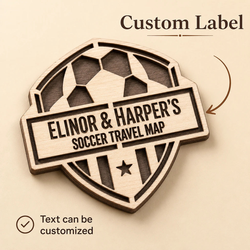 Personalized Soccer Stadium Tracker Map – Vintage Brown Background
