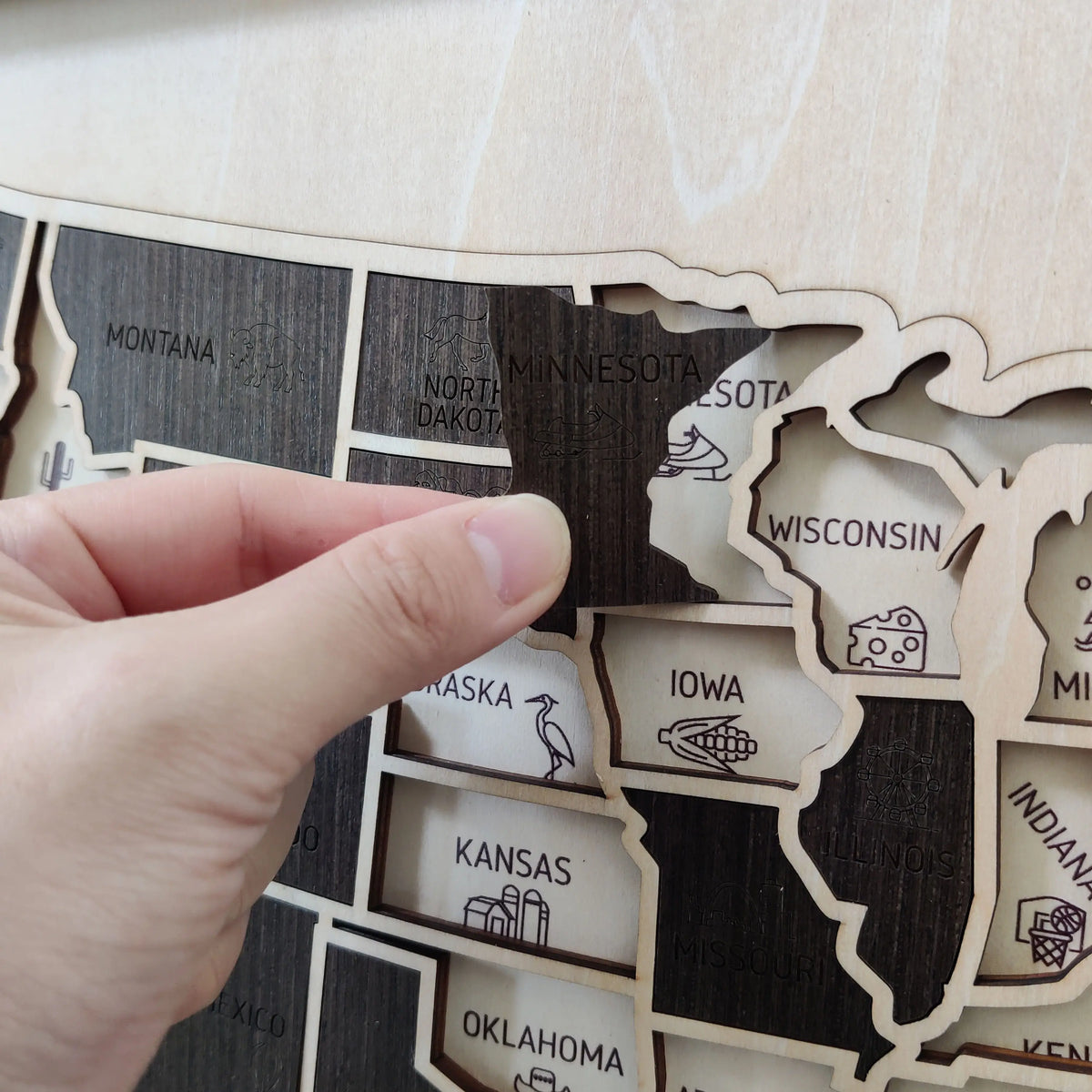 US States Wooden Map Puzzle - USA Travel Map Graduation Gift