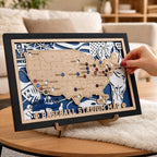 Custom Team Color Wooden MLB Stadium Map with Team Pins