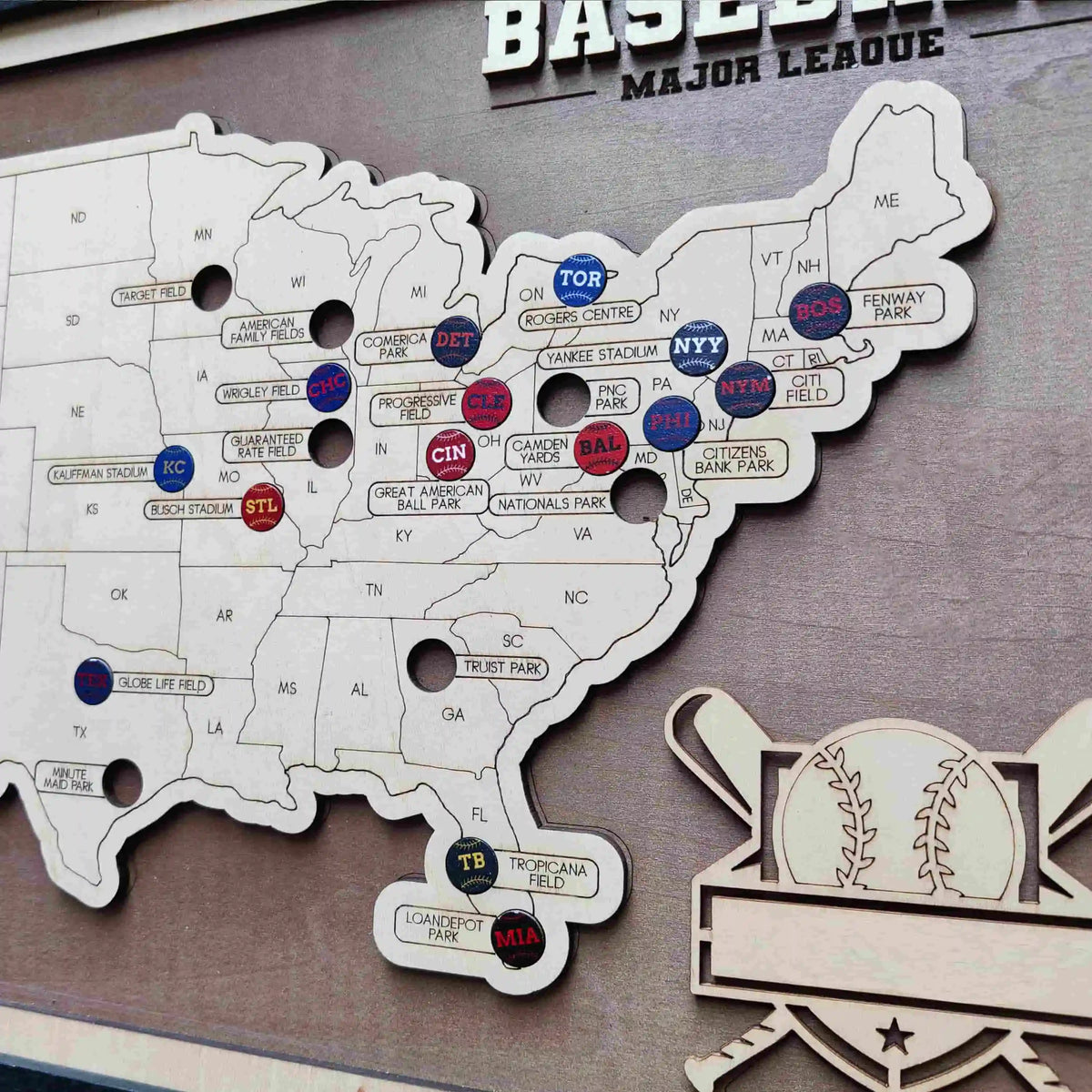 Personalized Baseball Stadium Map - Father's Day Gift for Sports Fans