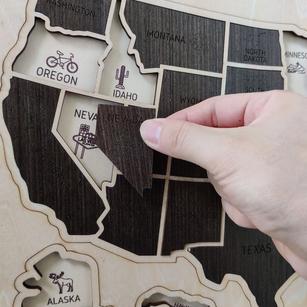 US States Wooden Map Puzzle - USA Travel Map Graduation Gift