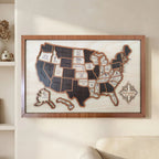 Custom Wooden US Map for States Visited – 50 States Travel Tracker Board & Puzzle