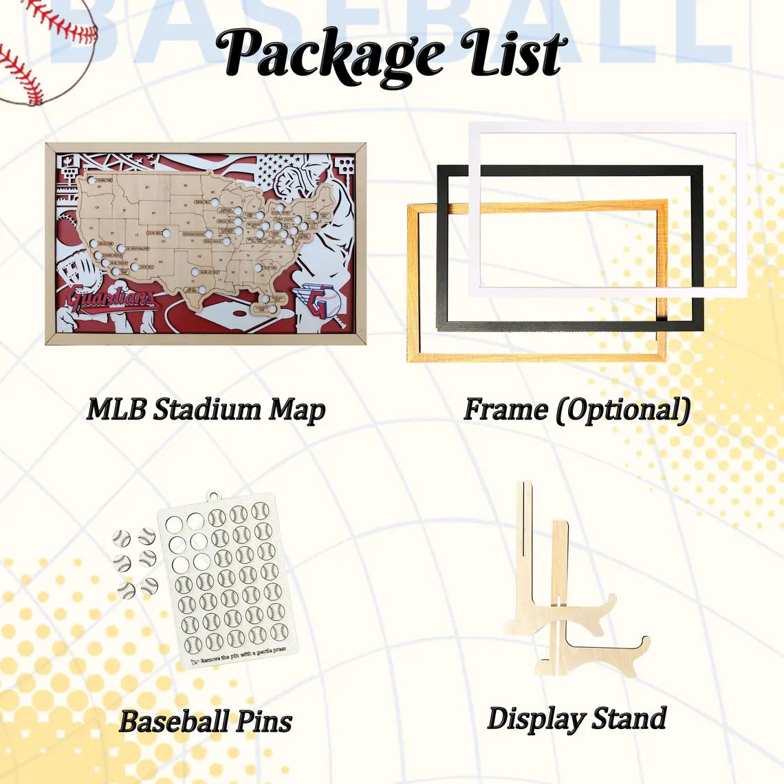 USA Baseball Stadium Map - Wood MLB Stadium Tracker