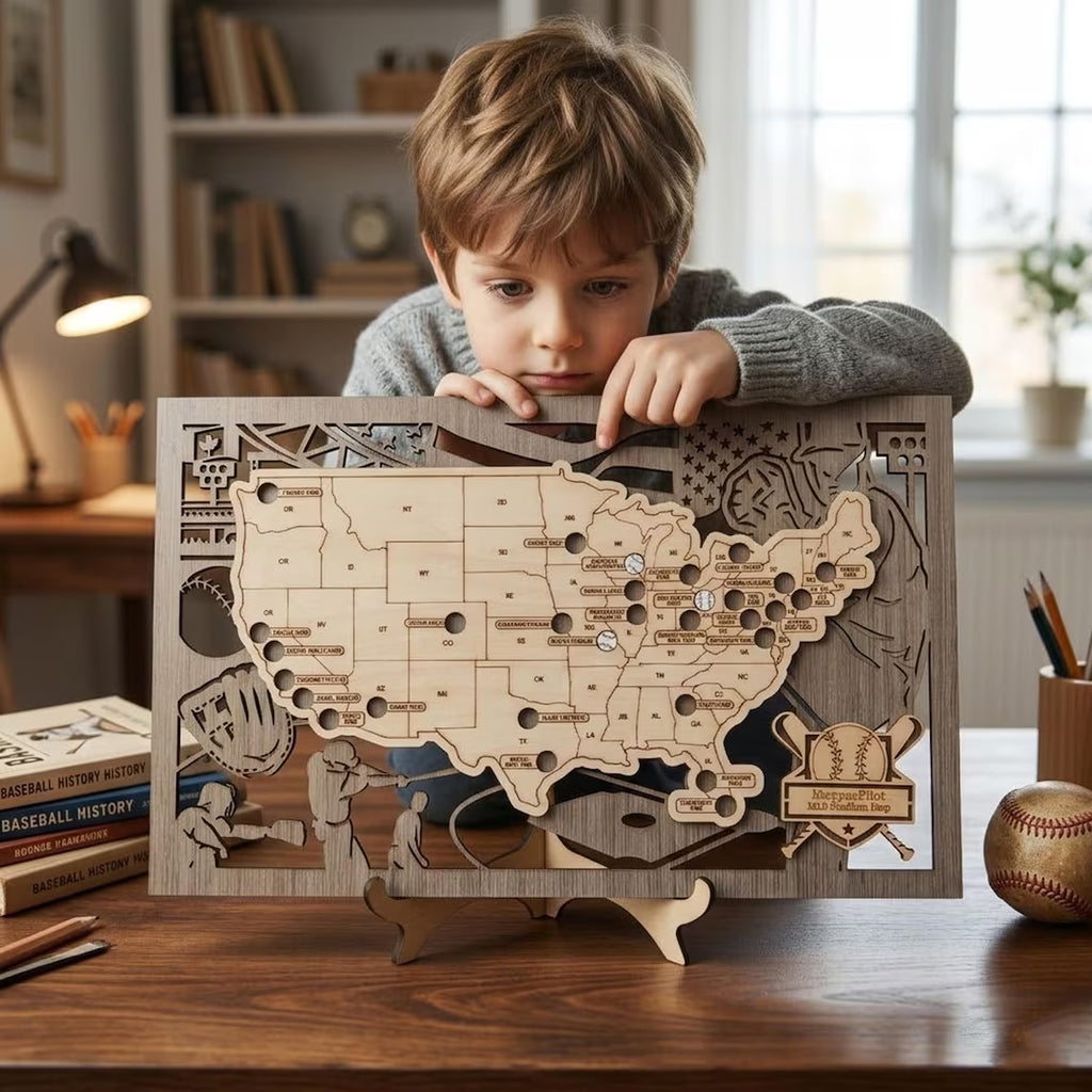 MLB Baseball Stadium Map, Wood Map, Retirement Bucket List
