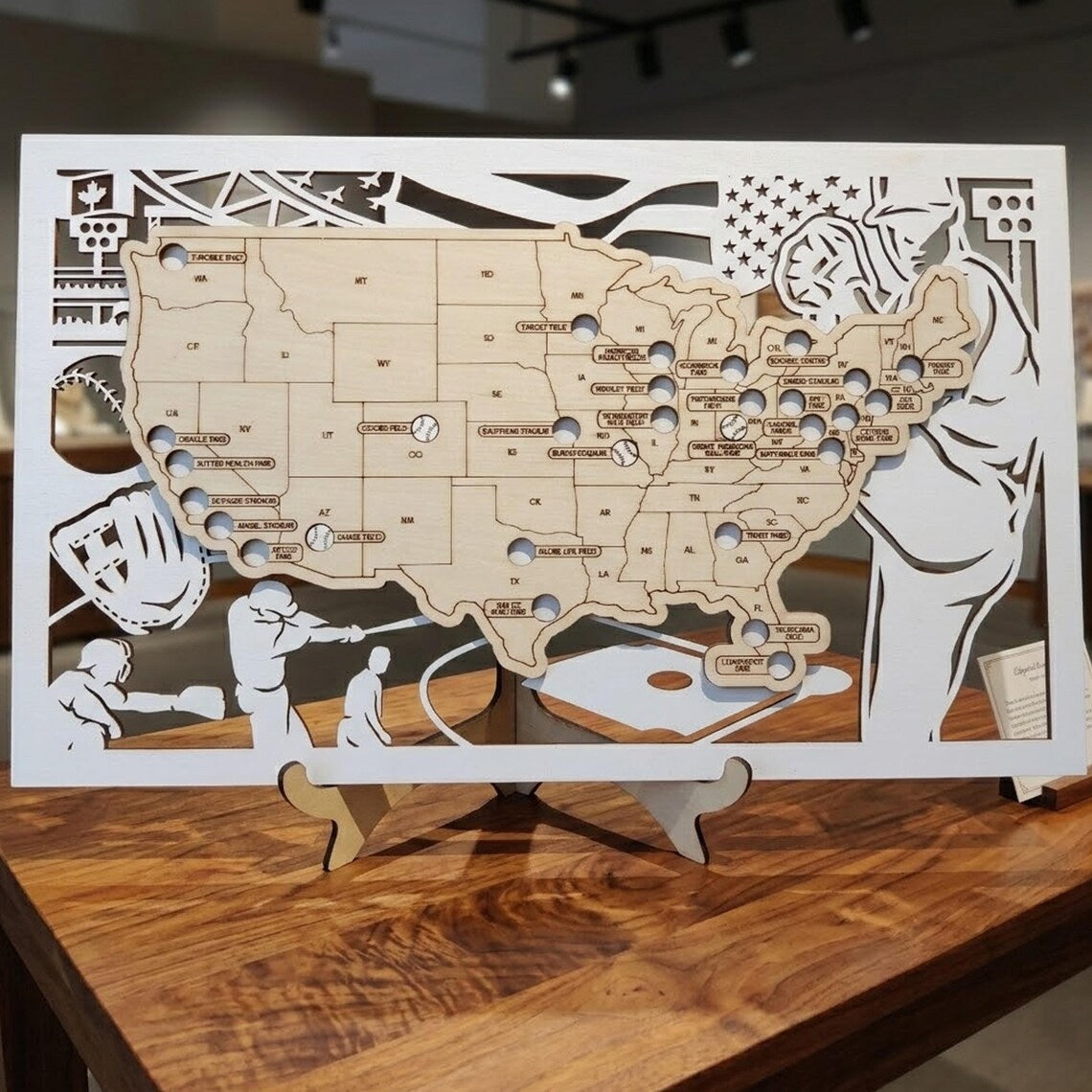MLB Baseball Stadium Map, Wood Map, Retirement Bucket List